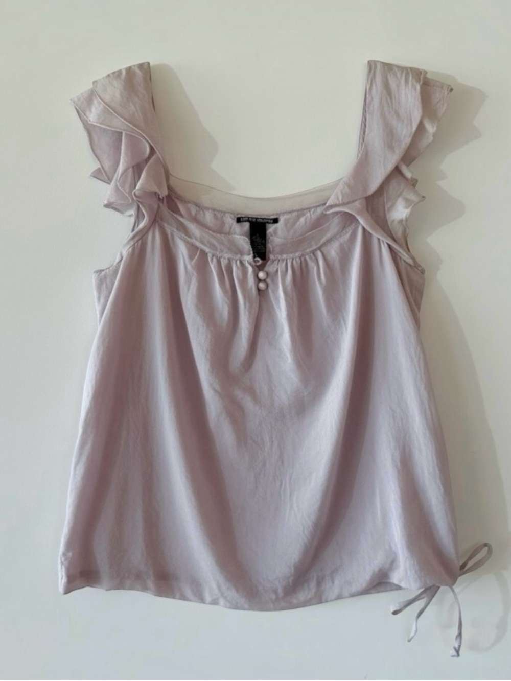 Lucky Brand Silk Cotton Ruffle Tank Blouse Lilac Purple Women’s L